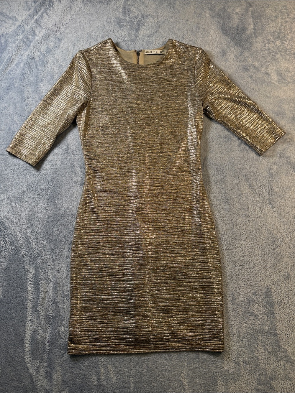 Alice + Olivia Metallic Gold Ribbed Sheath Dress #3242-15